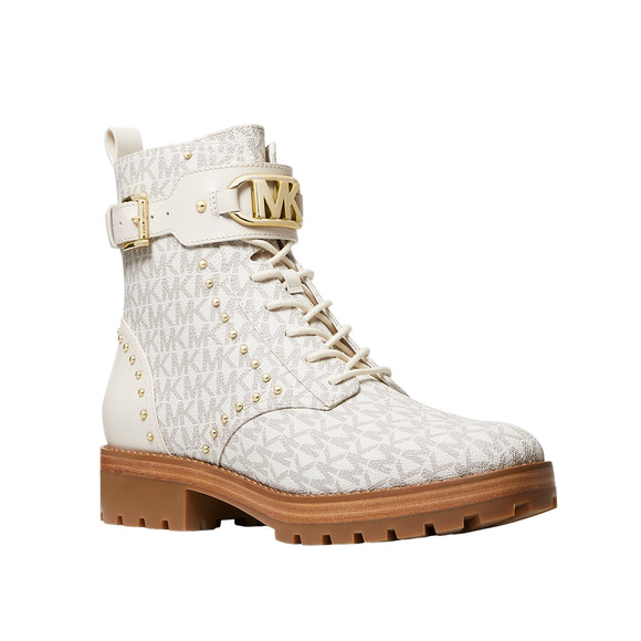 Michael Kors Kincaid Logo Studded Combat Boot Vanilla/Cream 6/6.5/7/8.5 Nib $325 - Picture 1 of 1